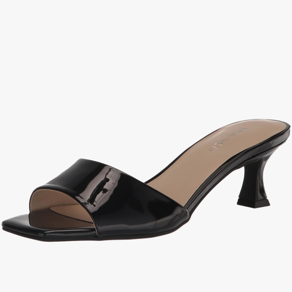 Nine West Patent Black Inya Heeled Sandal